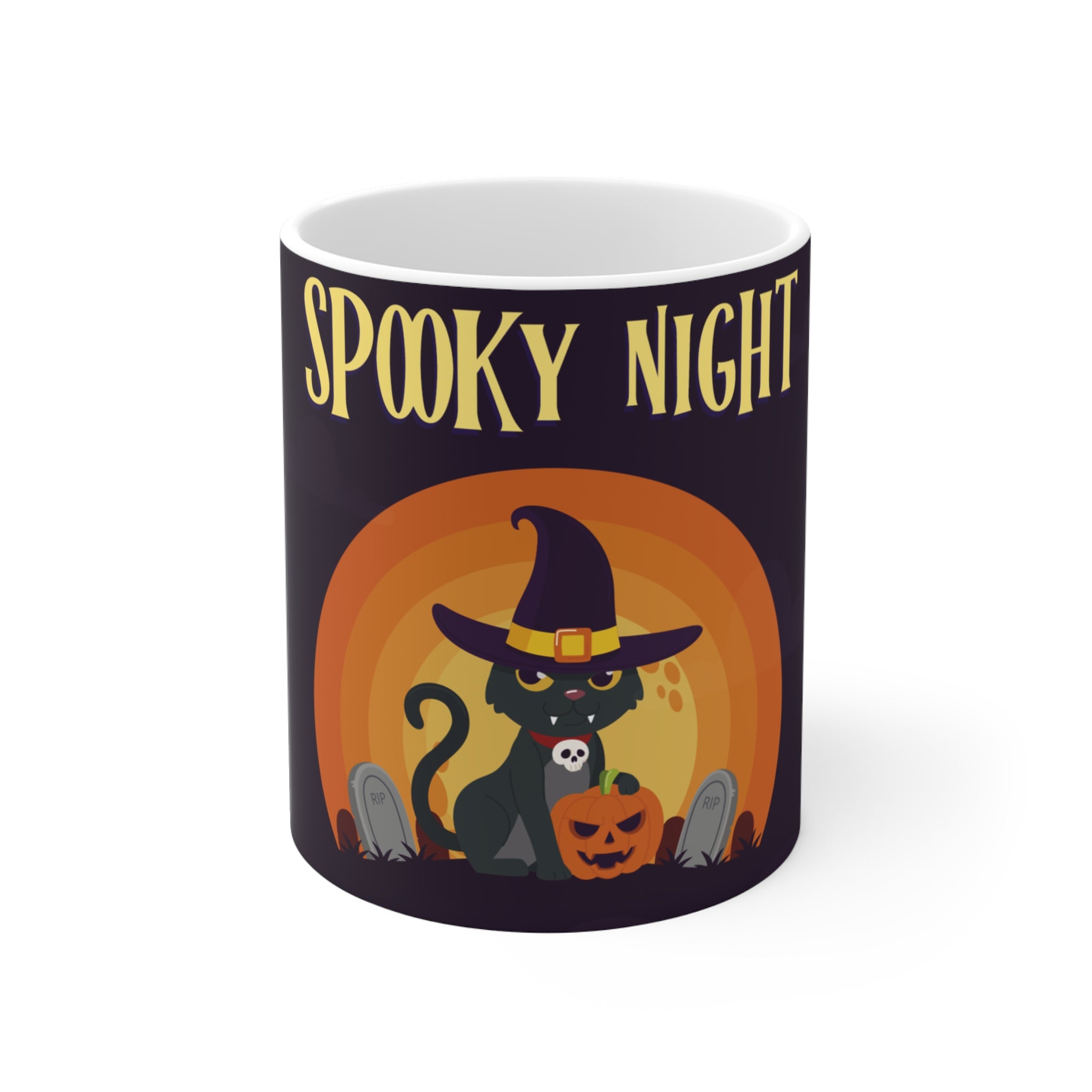 Spooky Night Halloween with Witch Cat | Mug
